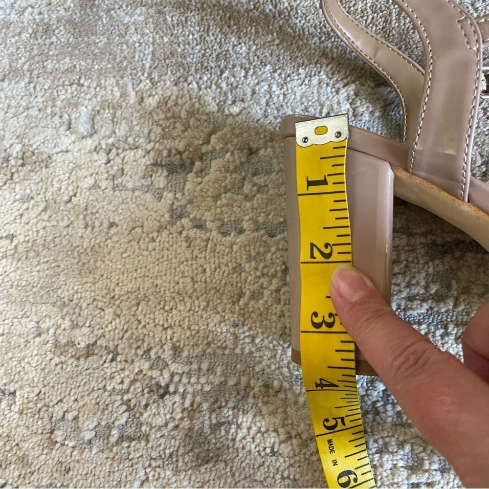 Abound Clear Strap Pumps Heels Open Toe Sandals Nude Pink Patent Faux Leather - Picture 9 of 9
